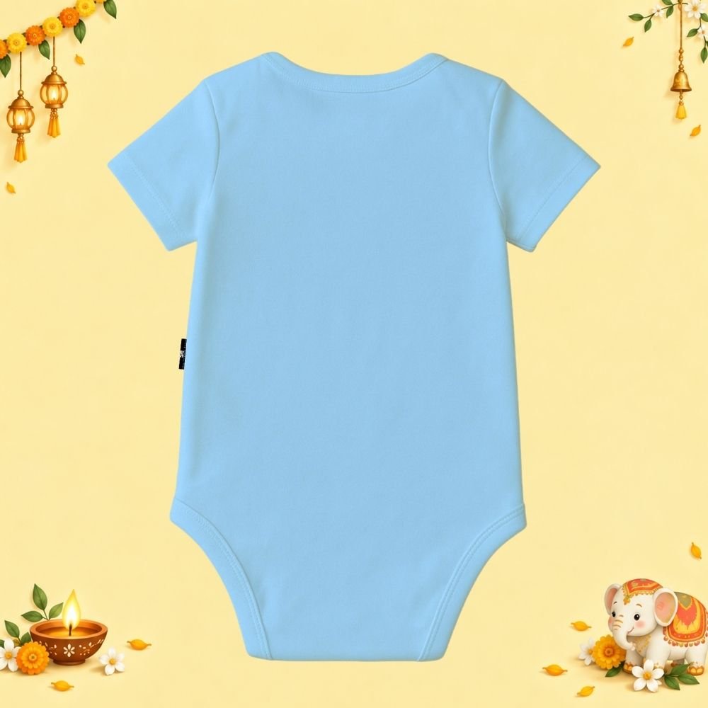 The Peppy Tend 100% Cotton Knit Half Sleeves My 1st Diwali Printed Half Onesie - Image 3