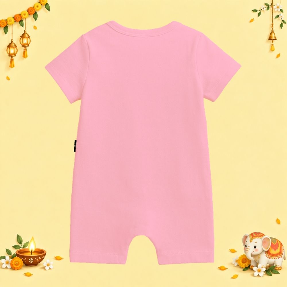 The Peppy Tend 100% Cotton Knit Half Sleeves Happy Diwali Printed Half Romper - Image 3