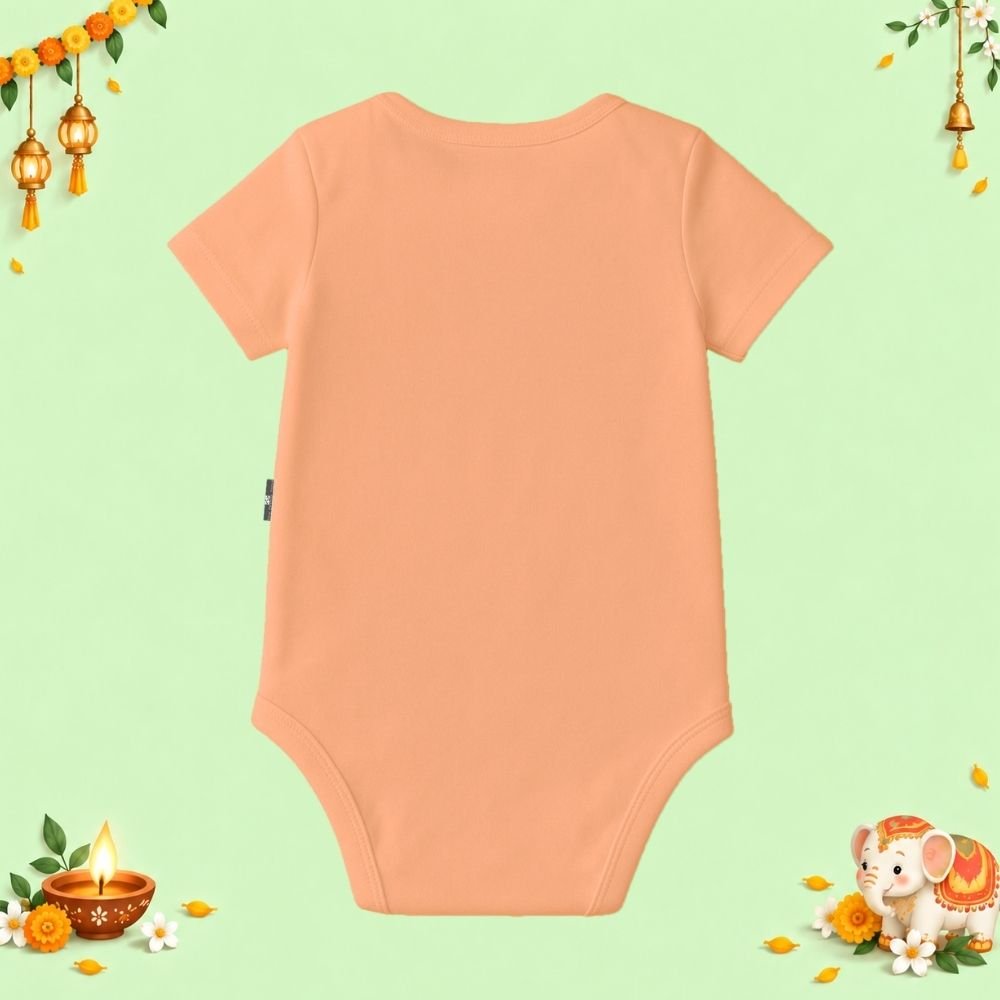 The Peppy Tend 100% Cotton Knit Half Sleeves My 1st Diwali Boy Printed Half Onesie - Image 3