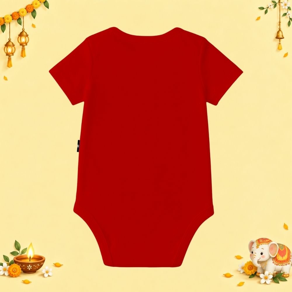The Peppy Tend 100% Cotton Knit Half Sleeves My 1st Diwali Printed Half Onesie - Image 3