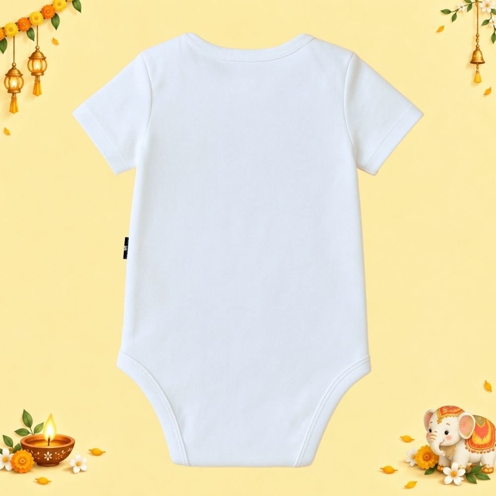 The Peppy Tend 100% Cotton Knit Half Sleeves Happy Diwali Printed Half Onesie - Image 3