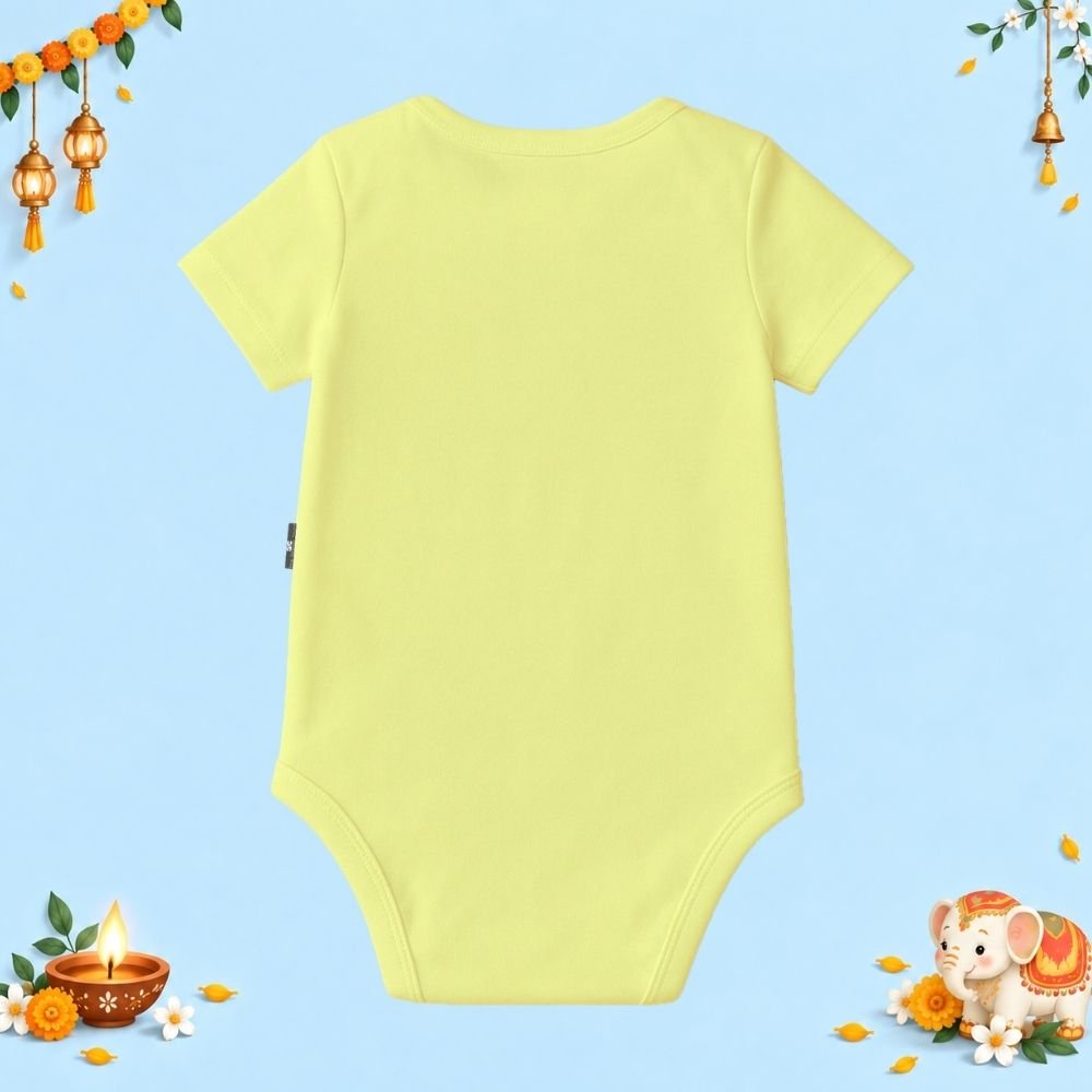 The Peppy Tend 100% Cotton Knit Half Sleeves My 1st Diwali Printed Half Onesie - Image 3