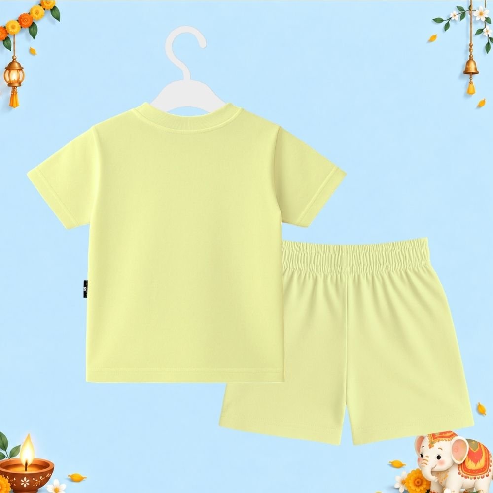 The Peppy Tend 100% Cotton Knit Half Sleeves Chota Packet Bada Dhamaka Printed T-Shirt Shorts Set - Image 3