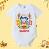 The Peppy Tend 100% Cotton Knit Half Sleeves Happy Diwali Printed Half Onesie - Thumbnail Image 1